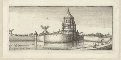 Gezicht op de Kleine Houtpoort te Haarlem