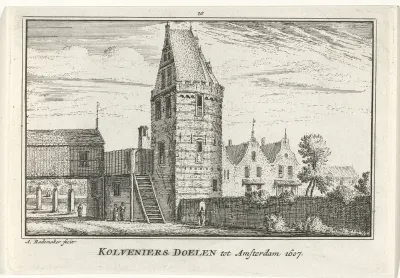 Gezicht op de Kloveniersdoelen te Amsterdam, 1607