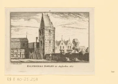 Gezicht op de Kloveniersdoelen te Amsterdam, 1607