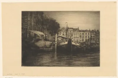 Gezicht op de Kolk te Rotterdam, gezien vanuit het zuiden, in spiegelbeeld