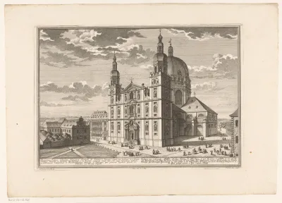 Gezicht op de Kollegiatstift Haug in Würzburg, tegenwoordig bekend als de Sint-Johanneskerk