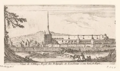 Gezicht op de koninklijke abdij Longchamps