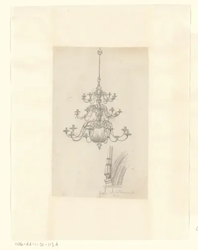 Gezicht op de kroonluchter in de Oude Kerk