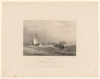 Gezicht op de kust bij Calais