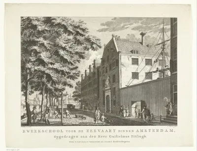 Gezicht op de Kweekschool voor de Zeevaart te Amsterdam