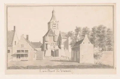 Gezicht op de Landpoort te Vianen
