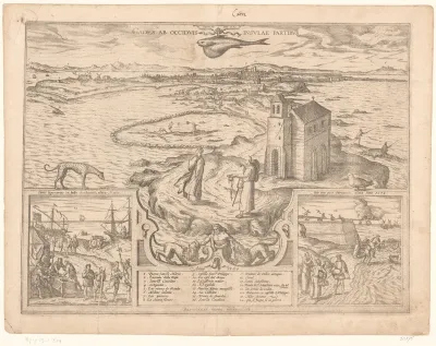 Gezicht op de landtong van Cádiz