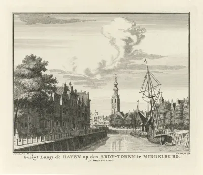 Gezicht op de Lange Jan (Abdijtoren) te Middelburg, 1743