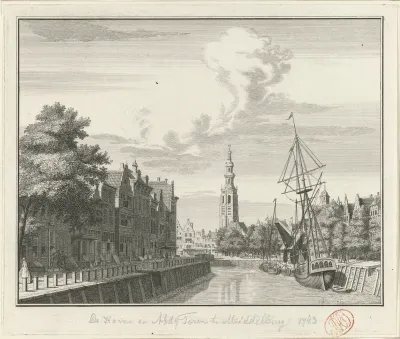 Gezicht op de Lange Jan (Abdijtoren) te Middelburg, 1743