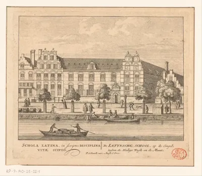 Gezicht op de Latijnse School te Amsterdam
