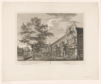 Gezicht op de Latijnse School te Amsterdam
