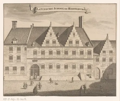 Gezicht op de Latijnse School te Middelburg