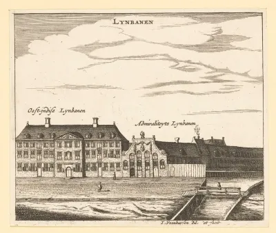Gezicht op de lijnbanen van de VOC en de Admiraliteit op Oostenburg te Amsterdam