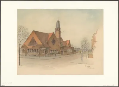 Gezicht op de Lutherkapel aan de Gerrit van der Veenstraat