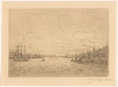 Gezicht op de Maas bij Rotterdam