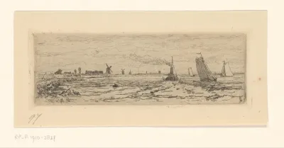 Gezicht op de Maas tussen Dordrecht en Rotterdam