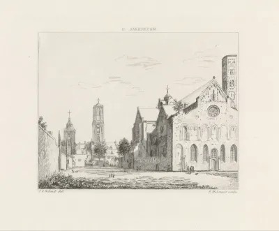 Gezicht op de Mariaplaats en de Mariakerk te Utrecht