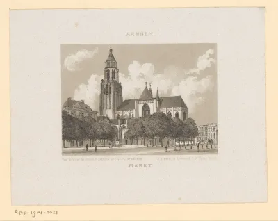 Gezicht op de markt te Arnhem
