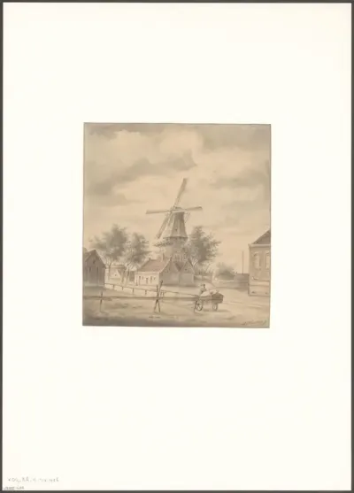 Gezicht op de Marnixstraat met molen De Victor