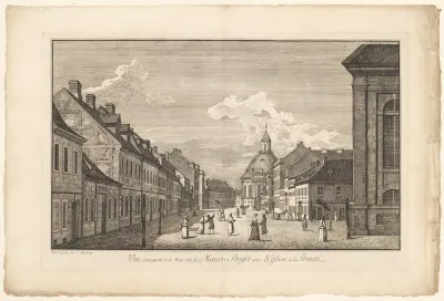 Gezicht op de Mauerstrasse met de Drievuldigheidskerk in Berlijn