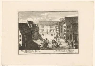Gezicht op de Melkmarkt in Neurenberg