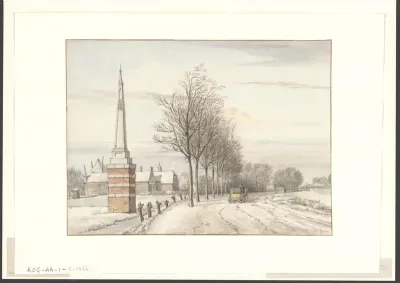 Gezicht op de mijlpaal aan de Amsteldijk