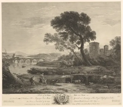 Gezicht op de Milvische brug bij Rome