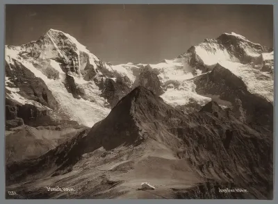 Gezicht op de Mönch en de Jungrau in de Berner Alpen