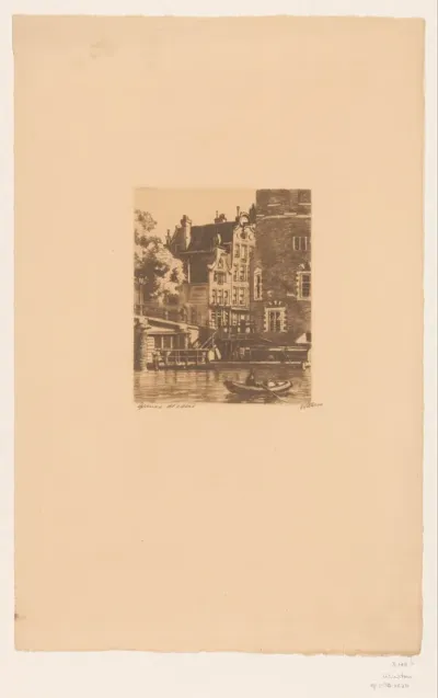 Gezicht op de Montelbaanstoren en de Oude Schans in Amsterdam