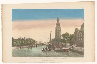 Gezicht op de Montelbaanstoren en de Oudeschans te Amsterdam
