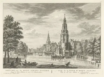 Gezicht op de Montelbaanstoren te Amsterdam