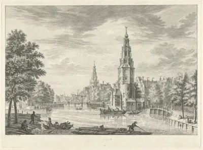 Gezicht op de Montelbaanstoren te Amsterdam
