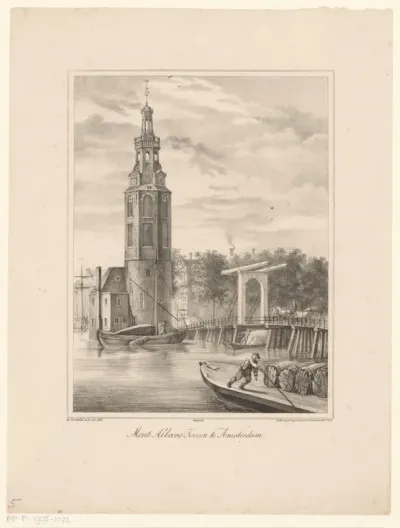 Gezicht op de Montelbaanstoren te Amsterdam