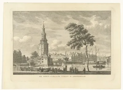 Gezicht op de Montelbaanstoren te Amsterdam
