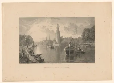 Gezicht op de Montelbaanstoren vanaf 's-Gravenhekje