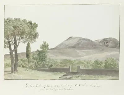 Gezicht op de Monto Rosso bij het klooster San Nicolo d'Arena dichtbij de plaats Nicolosi