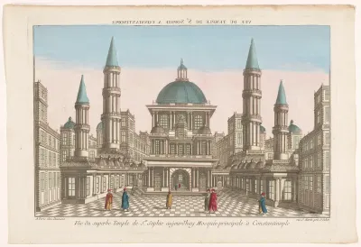 Gezicht op de moskee Aya Sophia te Constantinopel