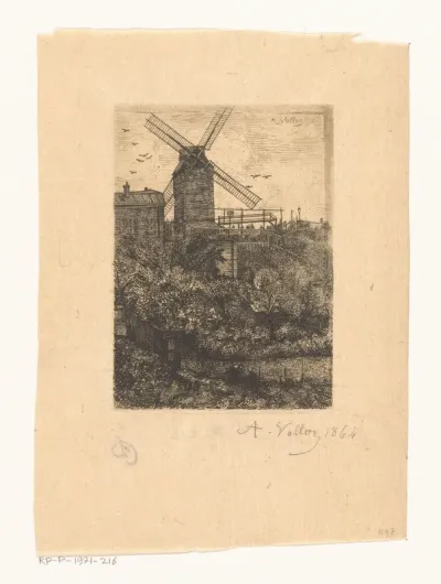 Gezicht op de Moulin de la Galette in Montmartre
