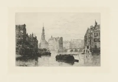 Gezicht op de Munttoren in Amsterdam