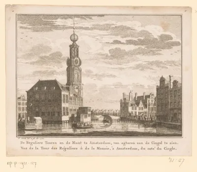 Gezicht op de Munttoren te Amsterdam