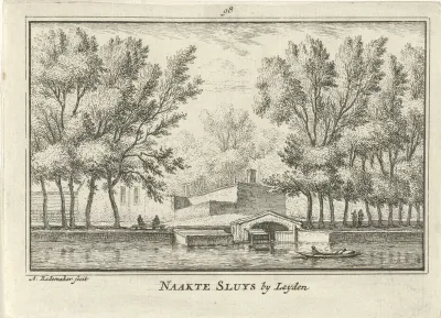 Gezicht op de Naakte Sluis bij Leiden