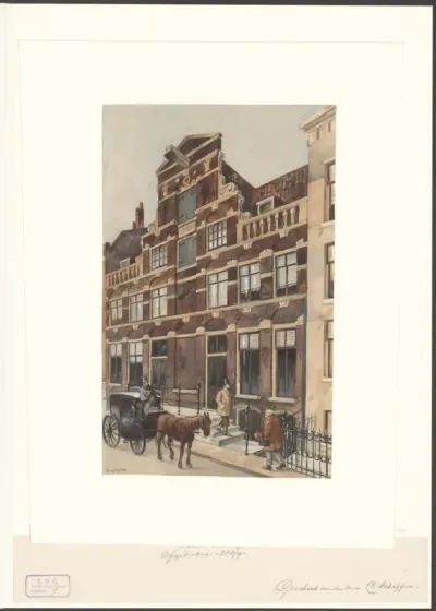 Gezicht op de Nieuwe Doelenstraat 12-14 voor de afbraak