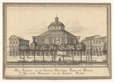 Gezicht op de Nieuwe Hollandse kerk van Batavia