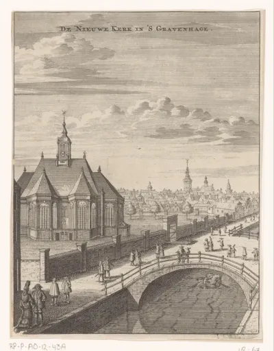 Gezicht op de Nieuwe Kerk te Den Haag