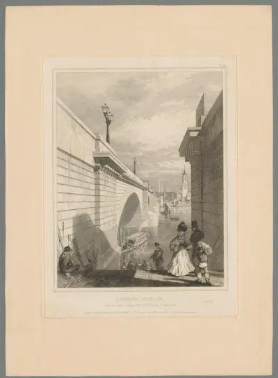Gezicht op de nieuwe London Bridge vanaf Tooley Street