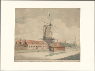 Gezicht op de Nieuwe Rasphuismolen aan de Kostverlorenvaart