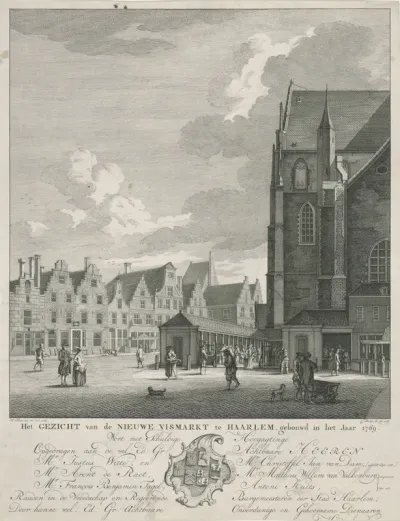 Gezicht op de Nieuwe Vismarkt te Haarlem, 1769