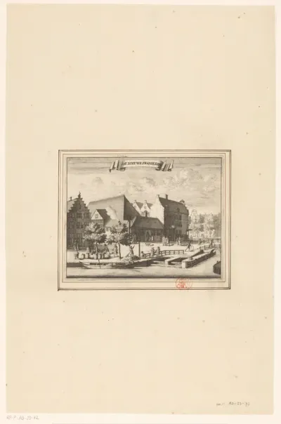 Gezicht op de Nieuwe Waalse Kerk te Amsterdam
