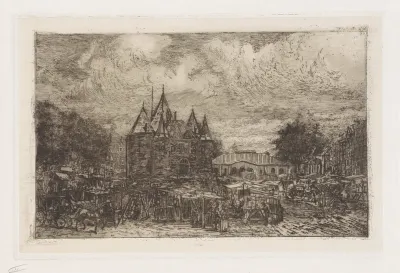 Gezicht op de Nieuwmarkt, Amsterdam