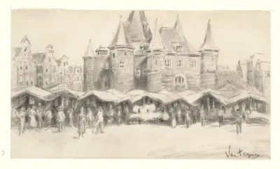 Gezicht op de Nieuwmarkt en de Waag